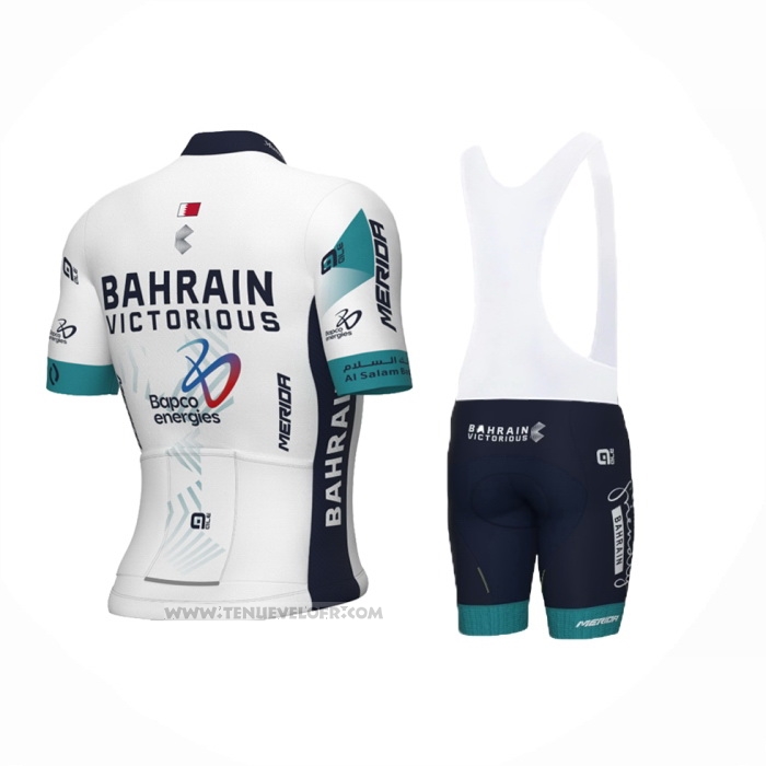 2024 Maillot Cyclisme Bahrain Victorious Blanc Manches Courtes Et Cuissard